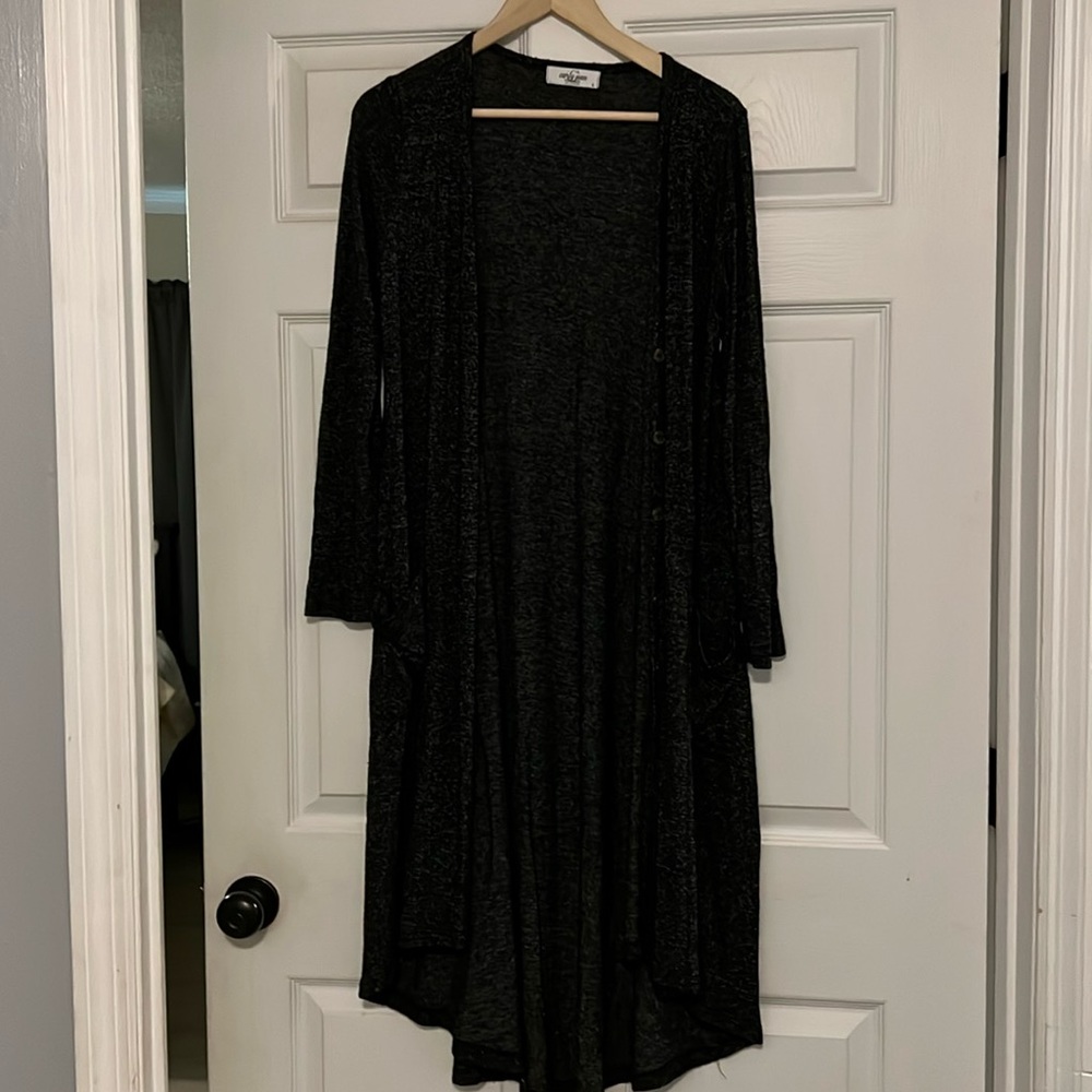 Carly Jean Charcoal Gray Cardigan